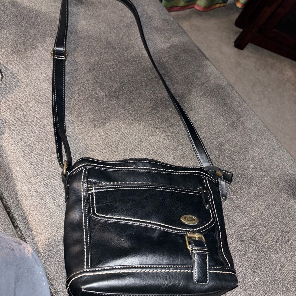 Born Concept Black Leather Crossbody Bag